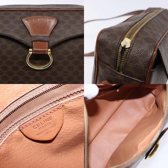 CELINE Macadam Canvas Shoulder Bag Pvc Brown Gold - Picture 11 of 12